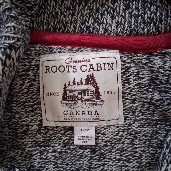 Roots Cabin Sweater Men's Small Gray Shawl Collar Cotton Grandpacore Preppy Dad - Picture 4 of 6